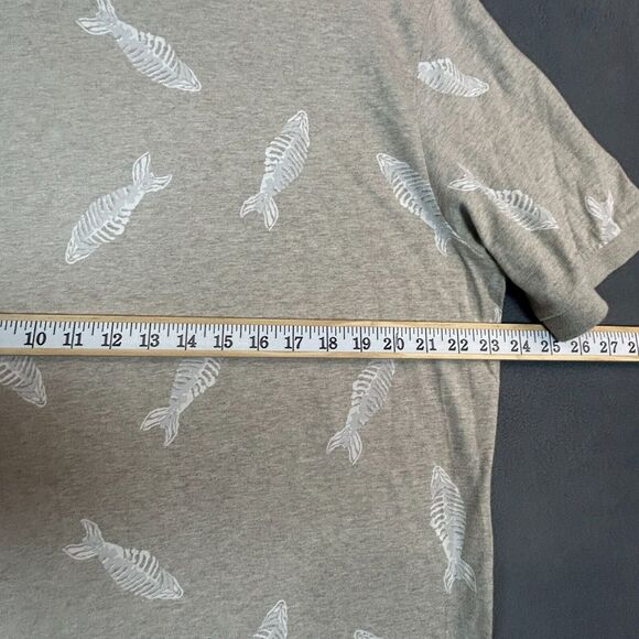 Chaps Polo Shirt Mens Extra Large‎ Beige All Over Fish Print 100% Cotton - Picture 9 of 11